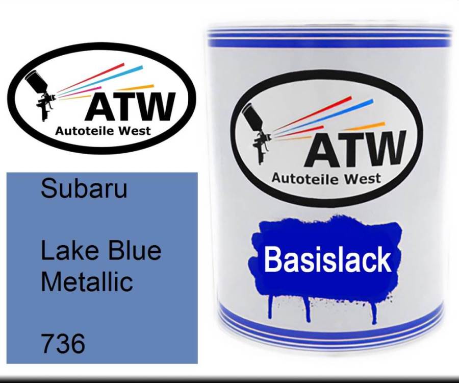 Subaru, Lake Blue Metallic, 736: 1L Lackdose, von ATW Autoteile West.